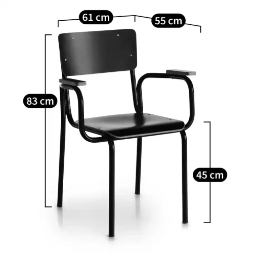 Modern Sleek Home Dining Chair with Metal Frame and Wood Seating, Stackable Indoor Furniture