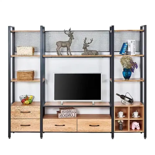 Moderner Metall-TV-Ständer mit Regalen für Wohnzimmer Deko.