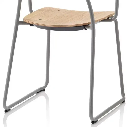 Durable Home Furniture Stackable Dining Chairs With Metal Frame and Wooden Seat