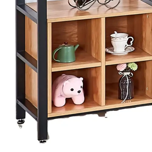 Big Metal TV Stands With Shelves And Rack Living Room Modern Metal Home Furniture For Indoor And Outdoor Use featuring a shelf with a vase, tea set, and pink bear figurine