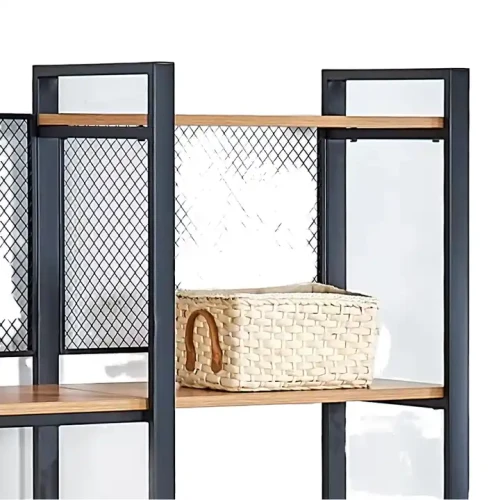 Big Metal TV Stands With Shelves And Rack Living Room Modern Furniture With Wicker Basket