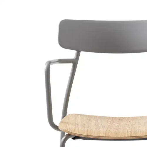 Contemporary Modern Dining Chair with Durable Metal Frame and Wooden Seat