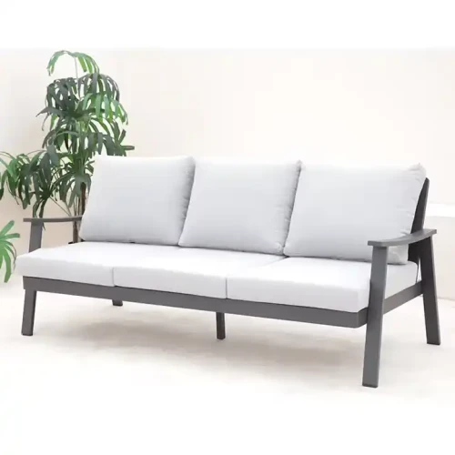 Modern Design 4-Piece Metal Frame Indoor Sofa Set with Cushions in Living Room.