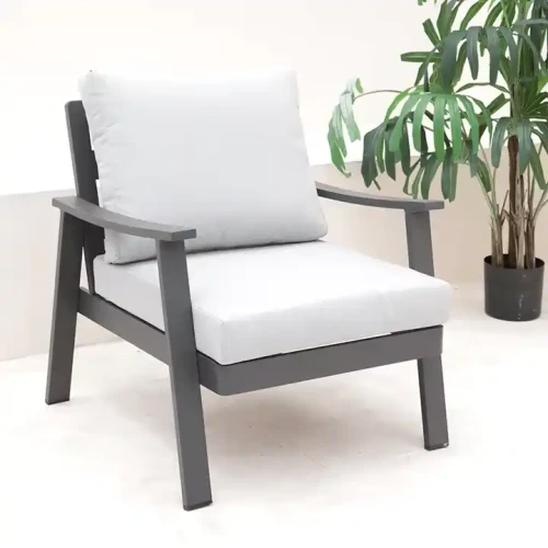 Modern Sofa Set New Design 4-Piece Metal Frame Indoor Outdoor Sectional Sofa Set for Home Living Room single chair with cushions.