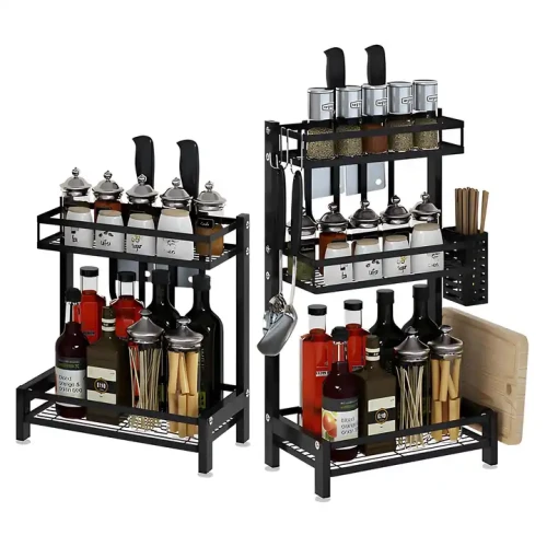 Modern Design Metal Frame Compact And Convenient Storage Shelf For Wine, Liquor, Spice, And Kitchen Tools.