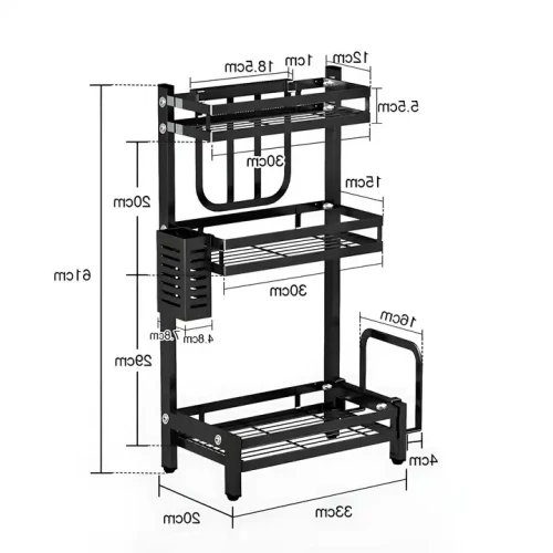 Modern Design Metal Frame Kitchen Display Shelf with Wine, Liquor, and Spice Storage for Kitchen Tools.