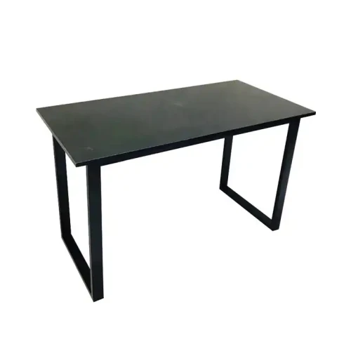 Sturdy rectangular metal frame dining table with modern design for home and office use.