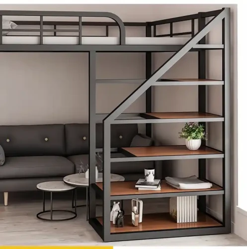 Luxury Design Stair Bunk Bed with Metal Frame and Sofa Space
