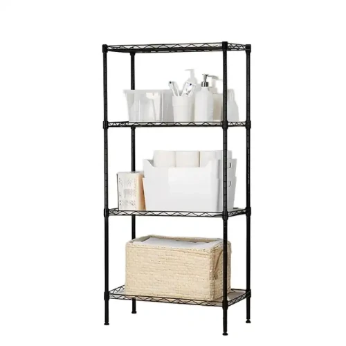 Indoor 4-lagiges Bücherregal mit modernem Design und Metallrahmen, ideal für Wohnzimmer und Schlafzimmer.