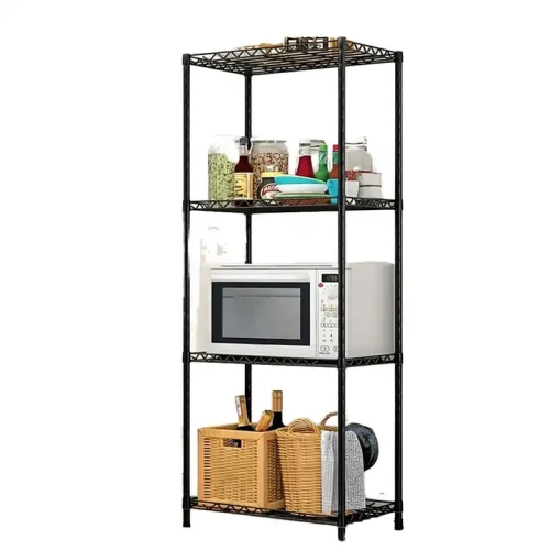 Indoor 4-layer Bookshelf with modern design and metal frame, ideal for home decoration in living rooms