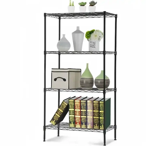 Wohnzimmer-Möbel mit modernem Design, Metallrahmen 4-stufiges Bücherregal mit Dekoration.
