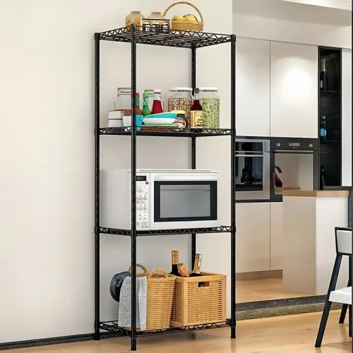 Modern Design 4-Layer Bookshelf Home Office Indoor Outdoor Metal Frame Furniture in Kitchen.