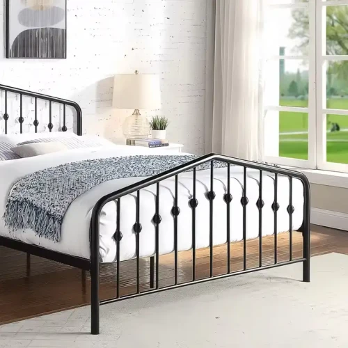 Modern Luxury Single Metal Bed with Removable Cover in Bedroom