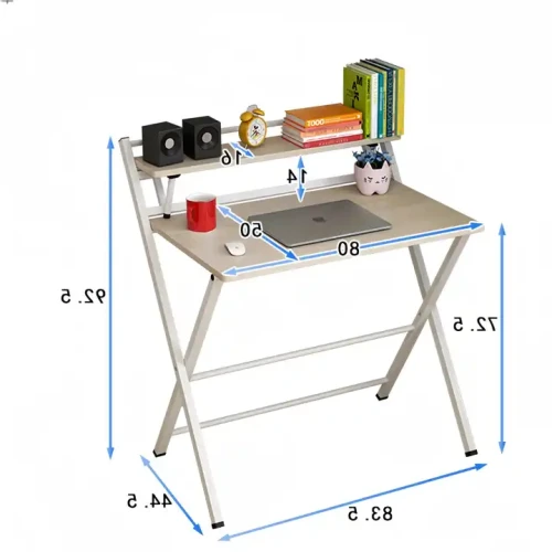 Table d'étude pliable en métal avec étagère intégrée et design moderne pour bureau à domicile.