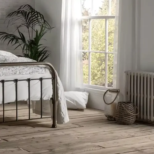 Modern Luxury Single Metal Bed with Removable Cover in a Bright Room