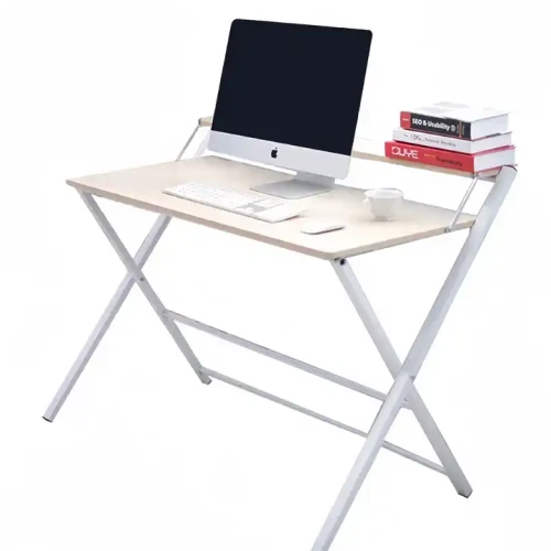 Modern Design Indoor Foldable Metal Study Table with Computer and Books.