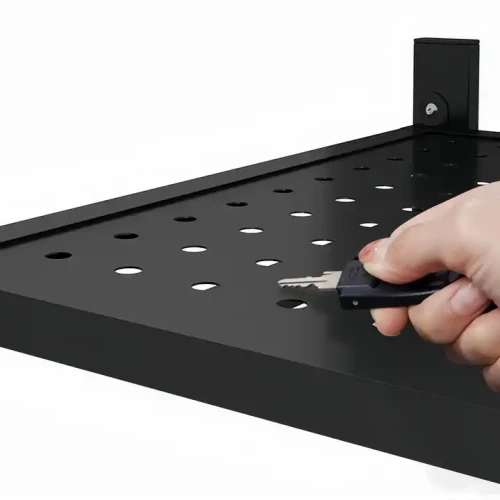 Locking mechanism of Modern 5-Layer Foldable Metal Frame Kitchen Rack with key in hand