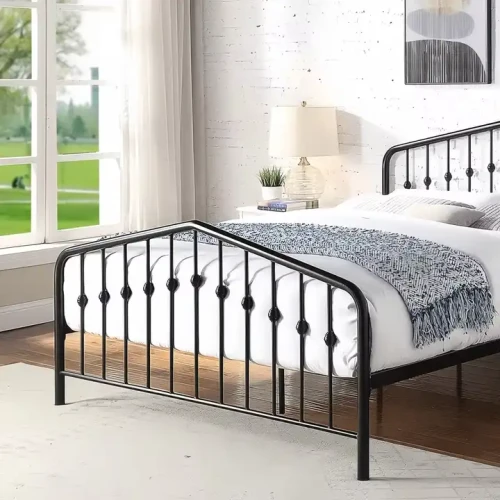 Modern Luxury Single Metal Bed with Removable Cover in a Cozy Bedroom Setting
