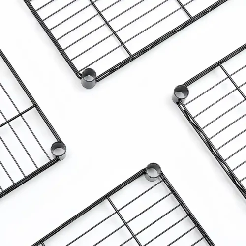 Close-up of metal shelves for Modern 4-Layer Metal Frame Bookcase For Indoor Outdoor Home Office Living Room Dining Kitchen Laundry Home Bar.