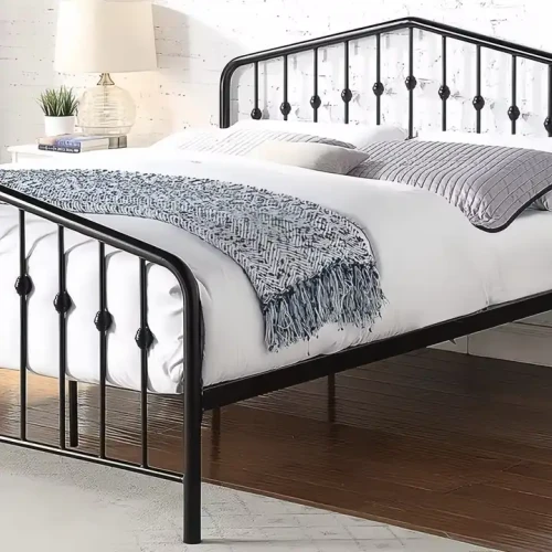 Modern Luxury Single Sturdy Metal Bed with Removable Cover in a Cozy Room