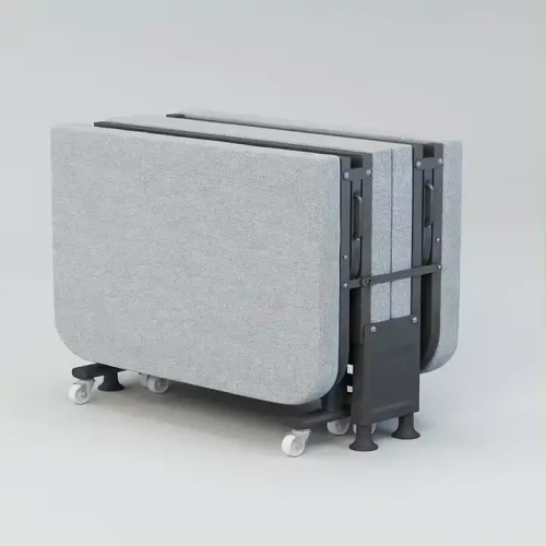 Foldable modern design metal bed for dormitory space-saving.