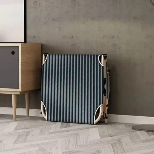 Metal Bed For Dormitory Hospital Modern Space-saving Design Simple Sturdy Foldable Bedroom Furniture folded against a wall