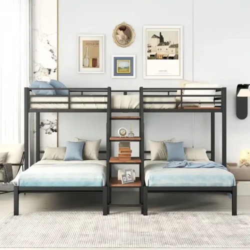 Modern bunk bed in stylish bedroom.