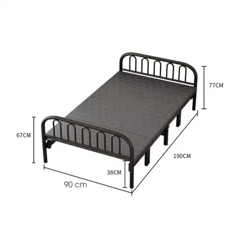 Modern Design Metal Bed, Foldable and Space-Saving with Measurements.