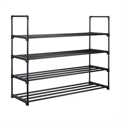 Moderner Design-Änderbarer Schicht-Metallschuhständer mit vier Ebenen für Innenmöbel in Haushalten, Hotels und Hostels.