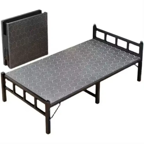 Foldable metal indoor outdoor single bed for home and office