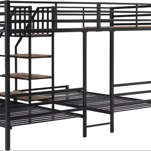 Triple Bunk Bed For Adult with Modern Design and Metal Frame