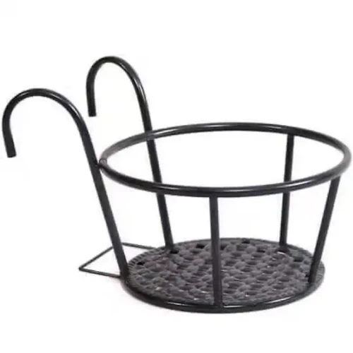 Round iron hanging flower pot holder for balcony.
