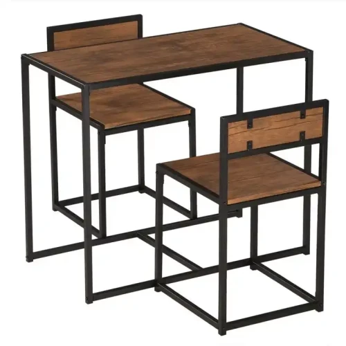 Set de table et chaises en métal et bois, design moderne pour petit espace.