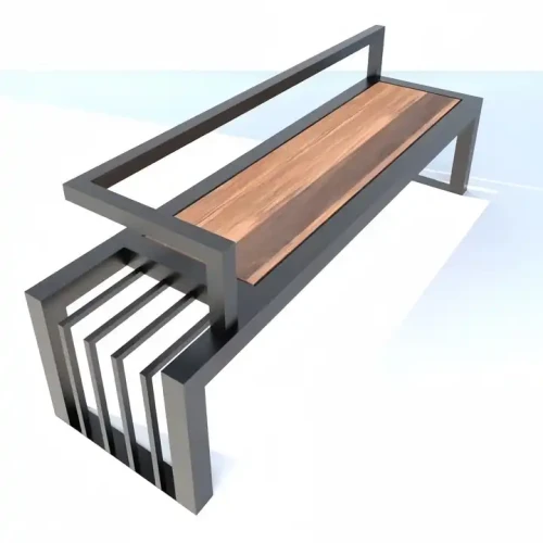 Modern Custom Outdoor Furniture Garden Park Patio Metal Frame Wood Bench.
