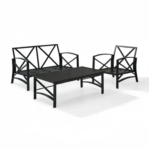 Klapptisch und Metallstühle Gartenmöbel-Set.