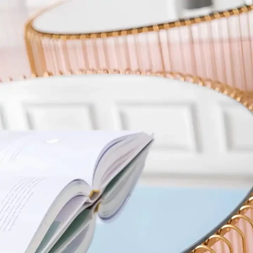 Luxury Design Metal Frame Marble Top Coffee Table with open book