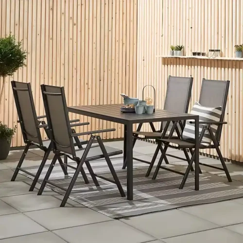 Modern Design Portable Metal Frame Chairs Foldable Outdoor Patio Furniture Set for Leisure Facilities Parks Exterior Use.