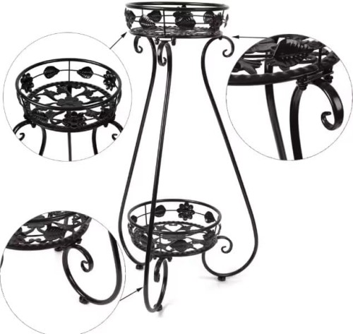 European-style 2-tier flower stand, decorative and convenient plant holder.