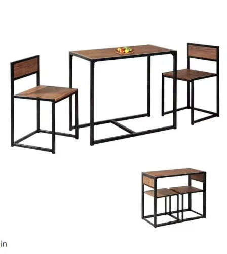 Dining Table Sets 3 pieces Iron Furniture for Kitchen Nook Small Space with two chairs