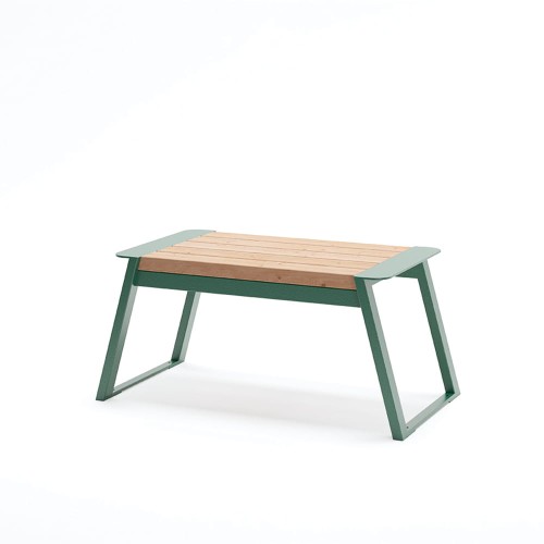 Outdoor bench Nørrebro Outdoor Stool green metal frame wooden seat.