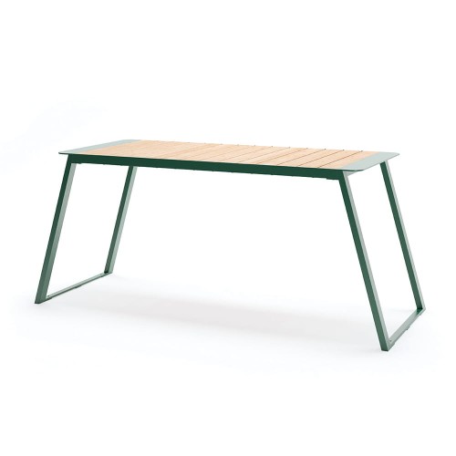 Nørrebro Outdoor Table 180 cm 6-8 Seats in green metal frame and wooden top
