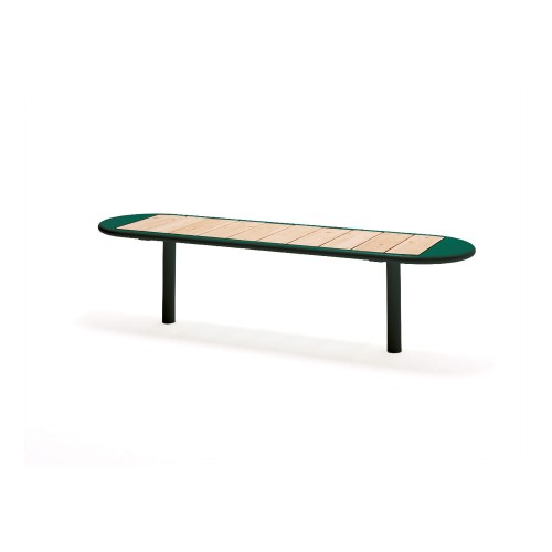 Öffentliche Bank Nordhavn 4-Sitzer ohne Rückenlehne, minimalistisches Design.
