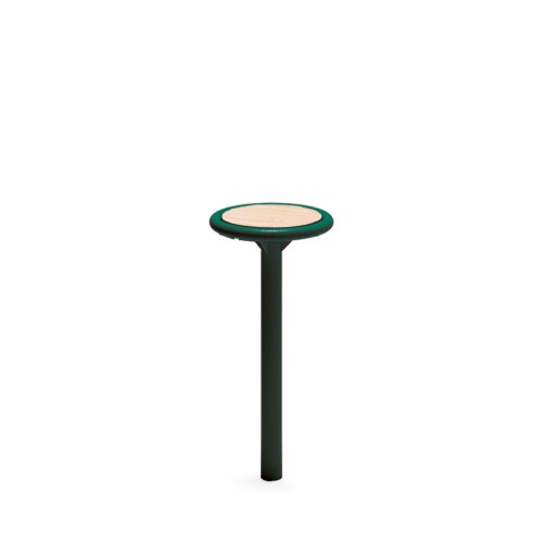 Tabouret d'extérieur Nordhavn de 45 cm, design minimaliste avec assise ronde en bois et structure fine en métal vert.
