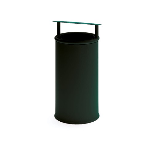 Nordhavn Street Litter Bin, black cylindrical outdoor trash can with a flat top.