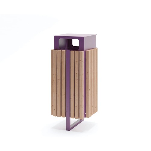 Poubelle de rue Amager au design moderne, en bois et métal.
