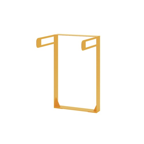 Modern yellow Nyboder Bike Stand on white background.