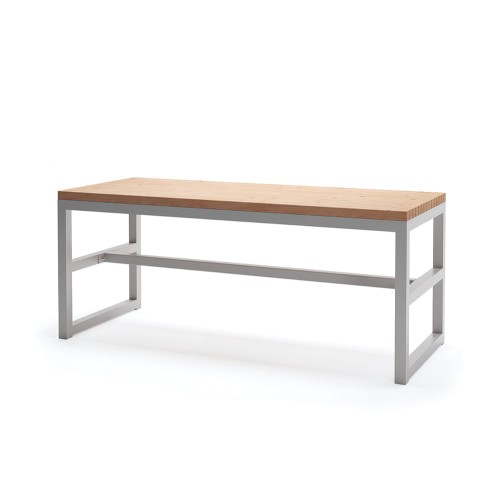 Table d'extérieur Hellerup 180 cm avec plateau en bois et structure métallique moderne.