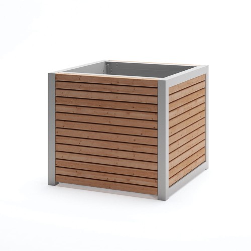 Moderner Hellerup Outdoor Pflanzkübel aus Holz mit 300 l Volumen.