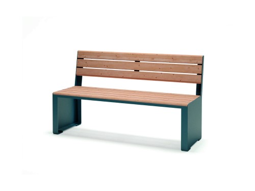 Indre By 3 Seater Public Backrest Bench with wooden slats and metal frame