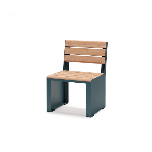 Indre By 1 Person Backrest Bench with wooden slats and sturdy metal frame.